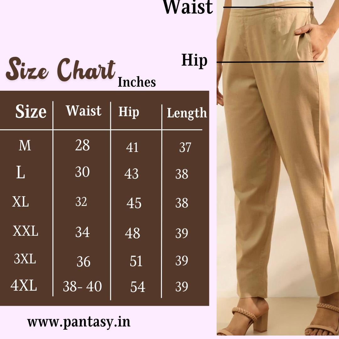 Beige Cotton Straight pant