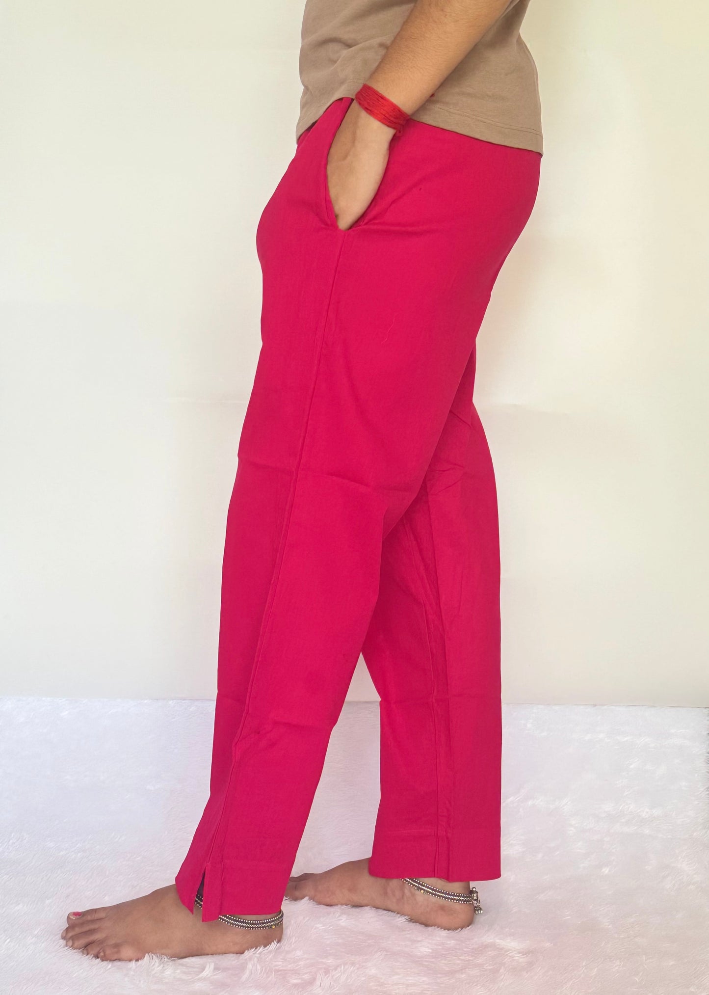 Rani Pink Cotton Straight pant