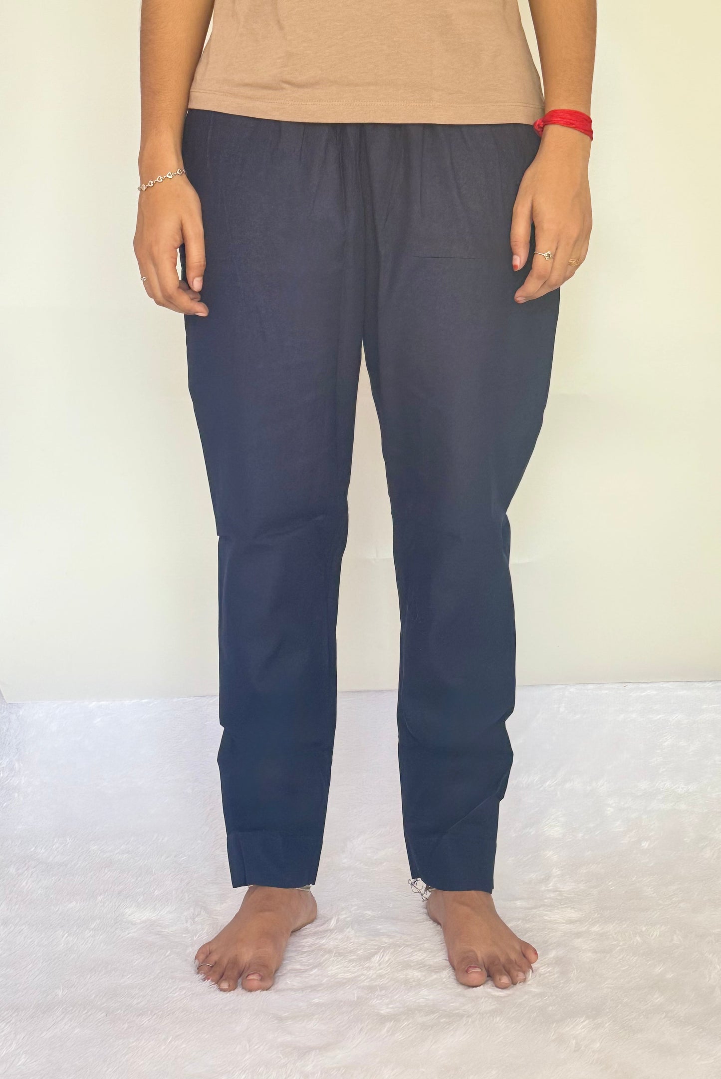 Navy Cotton Straight pant