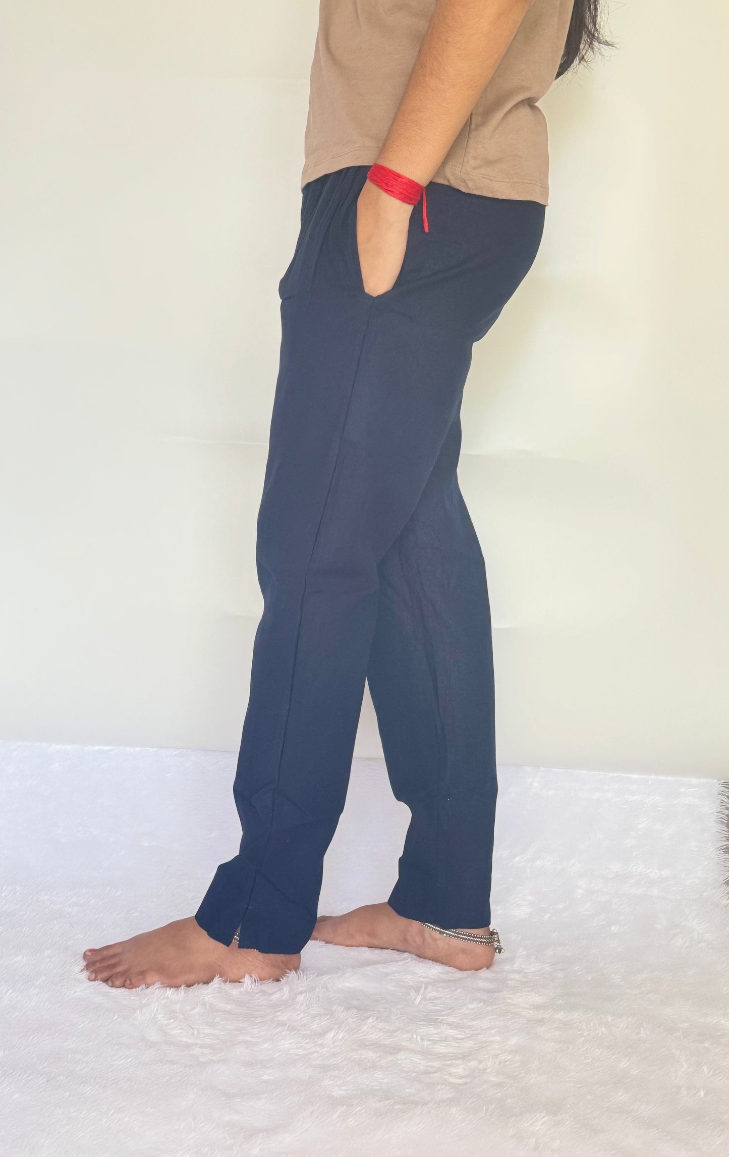 Navy Cotton Straight pant