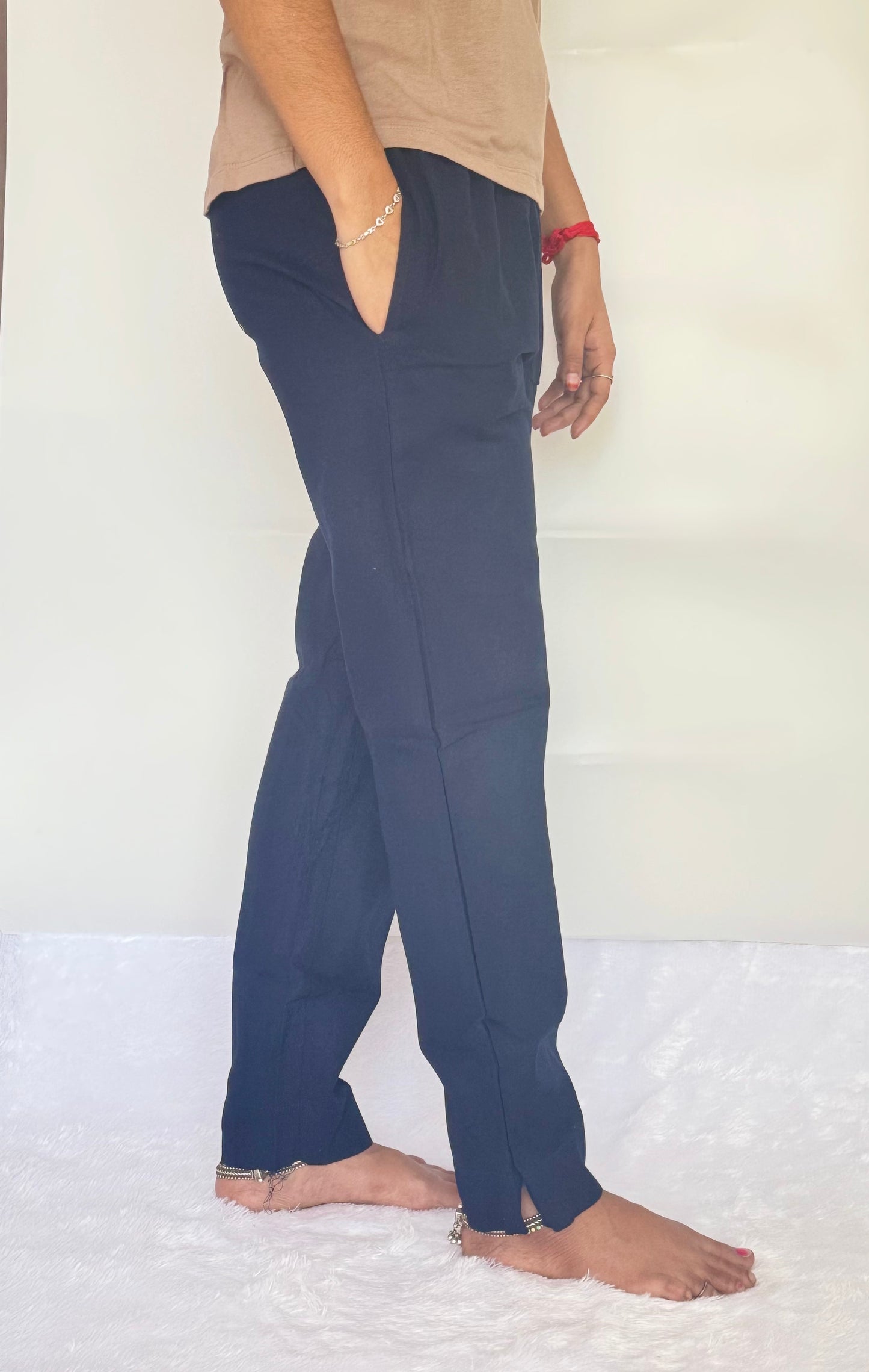 Navy Cotton Straight pant