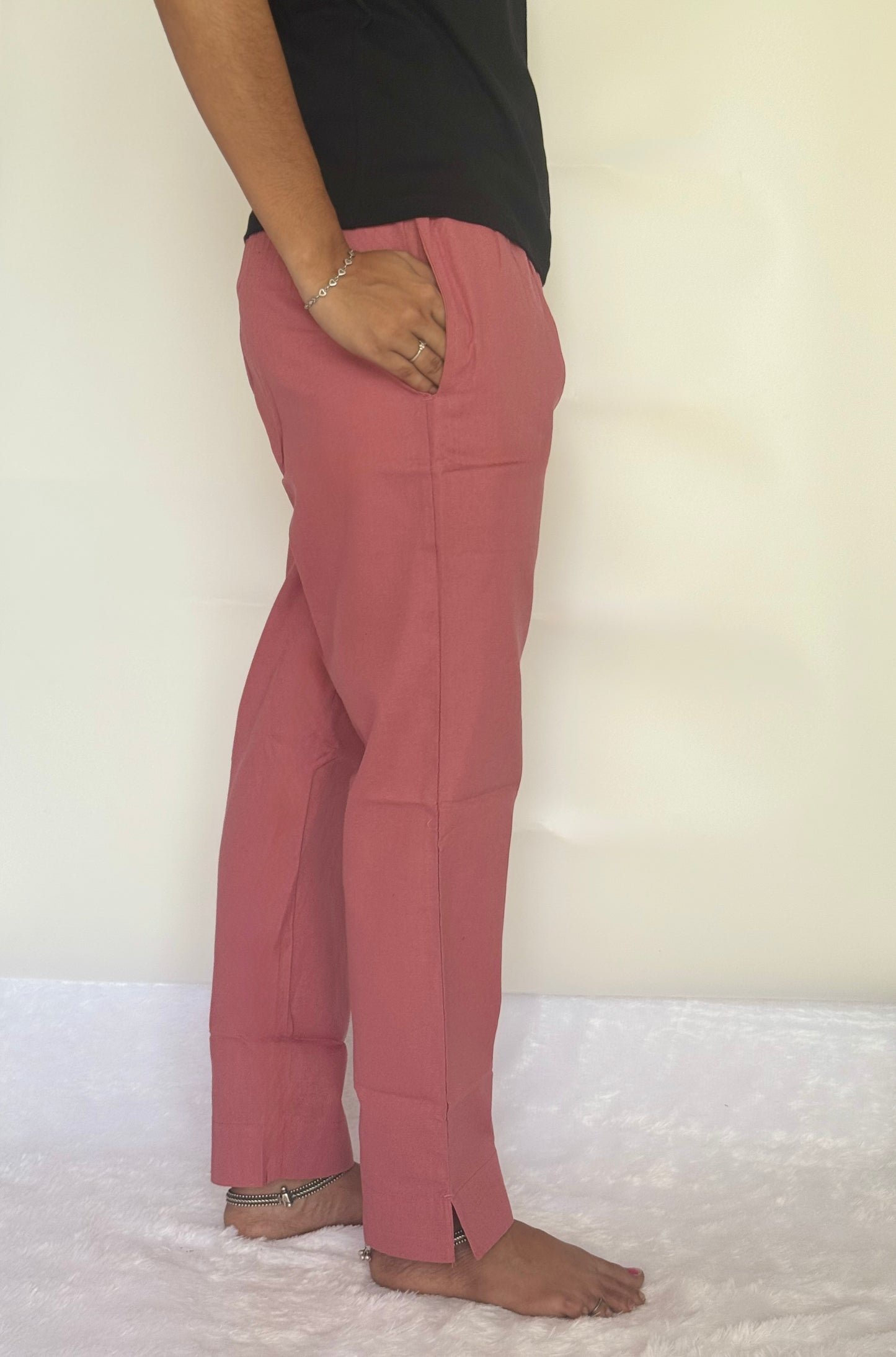 Rose taupe Cotton Straight pant