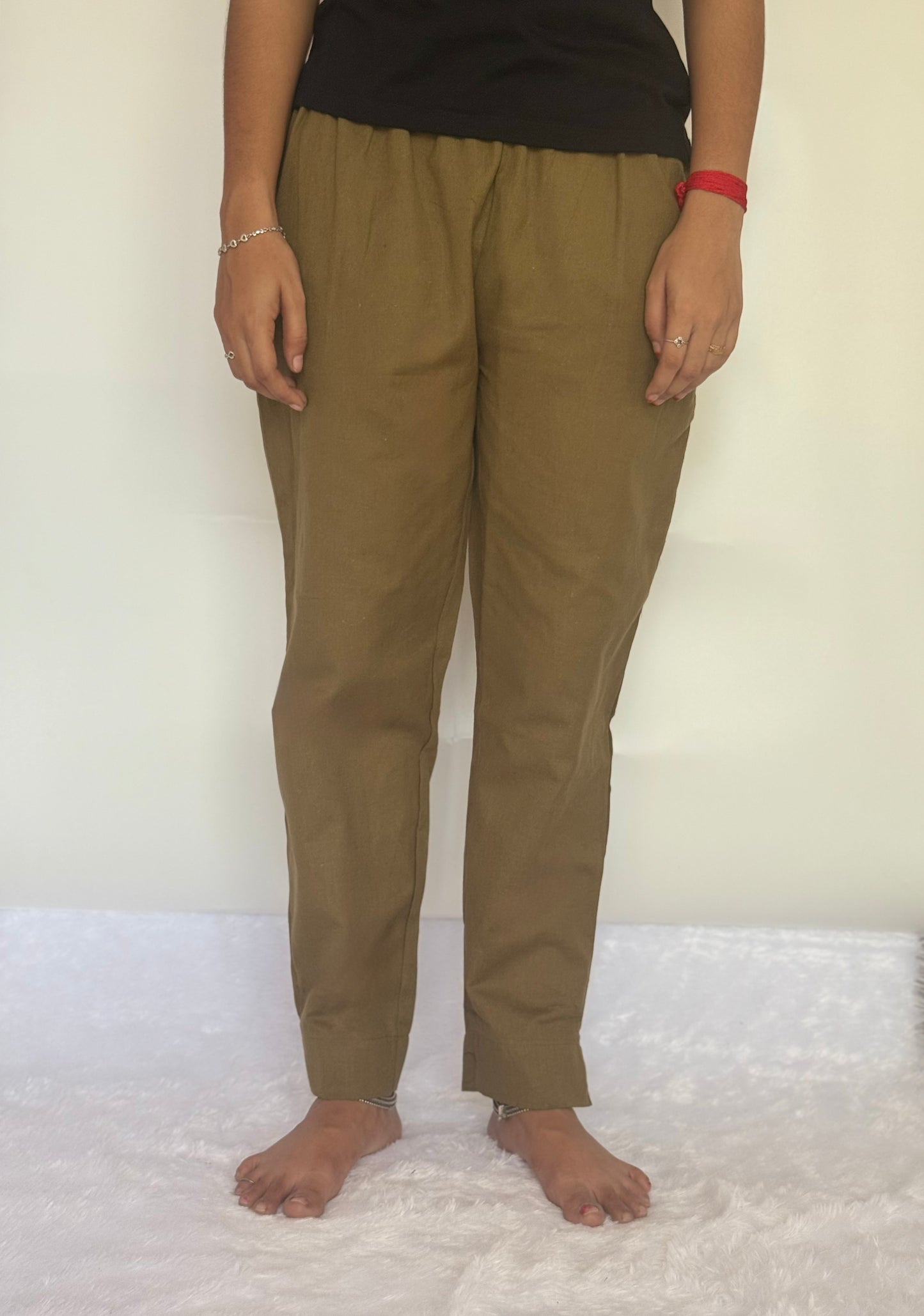 Dark Olive Cotton Straight pant