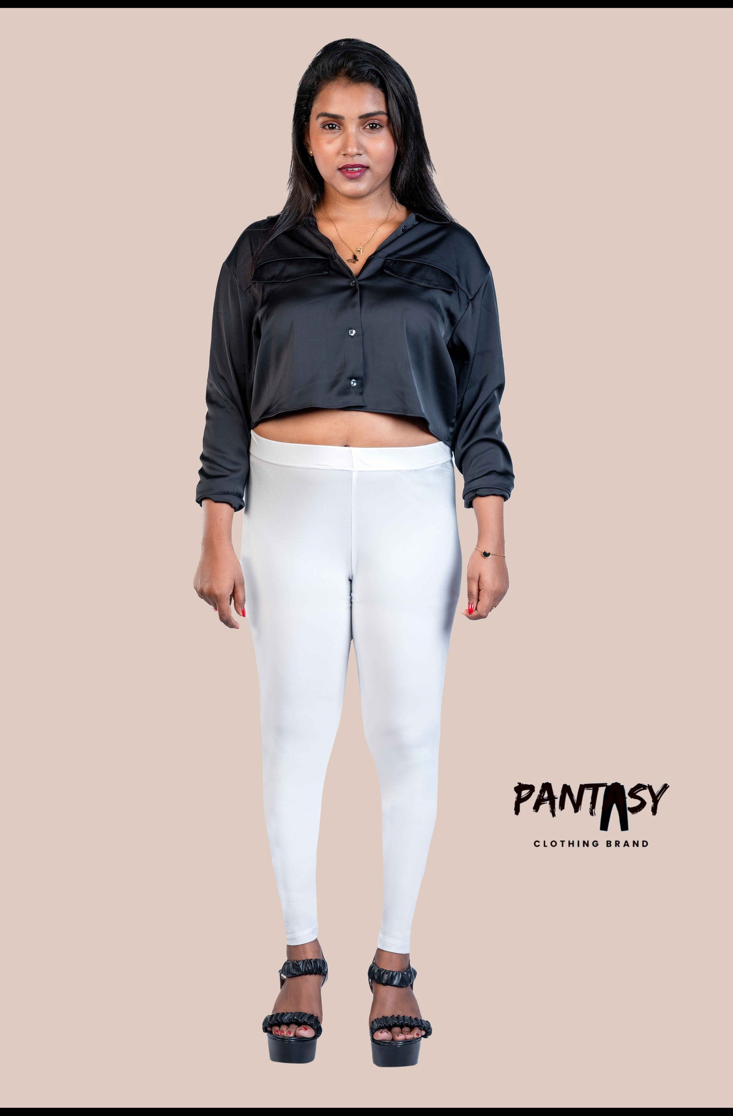 White Shimmer Ankle Leggings