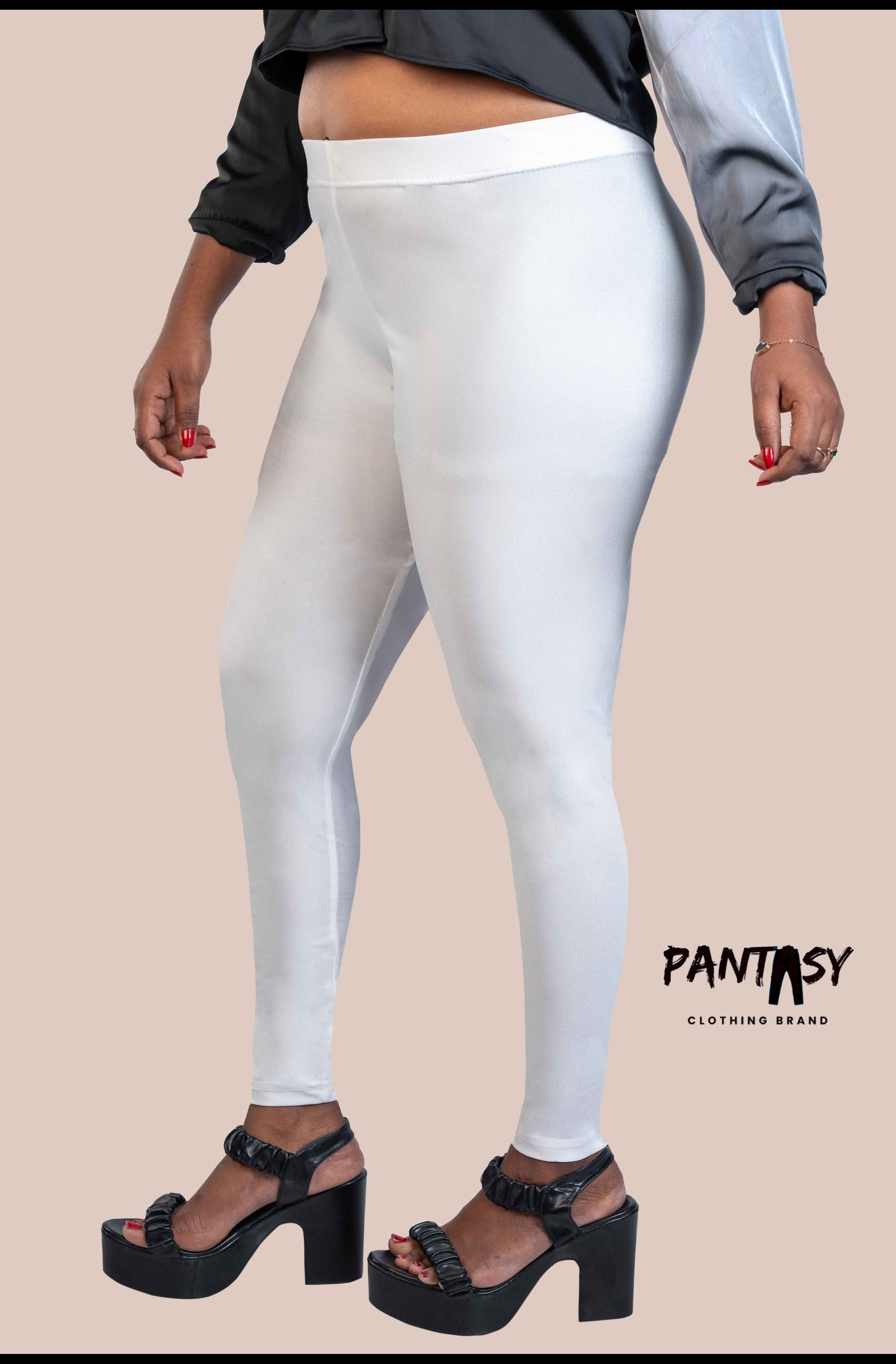 White Shimmer Ankle Leggings
