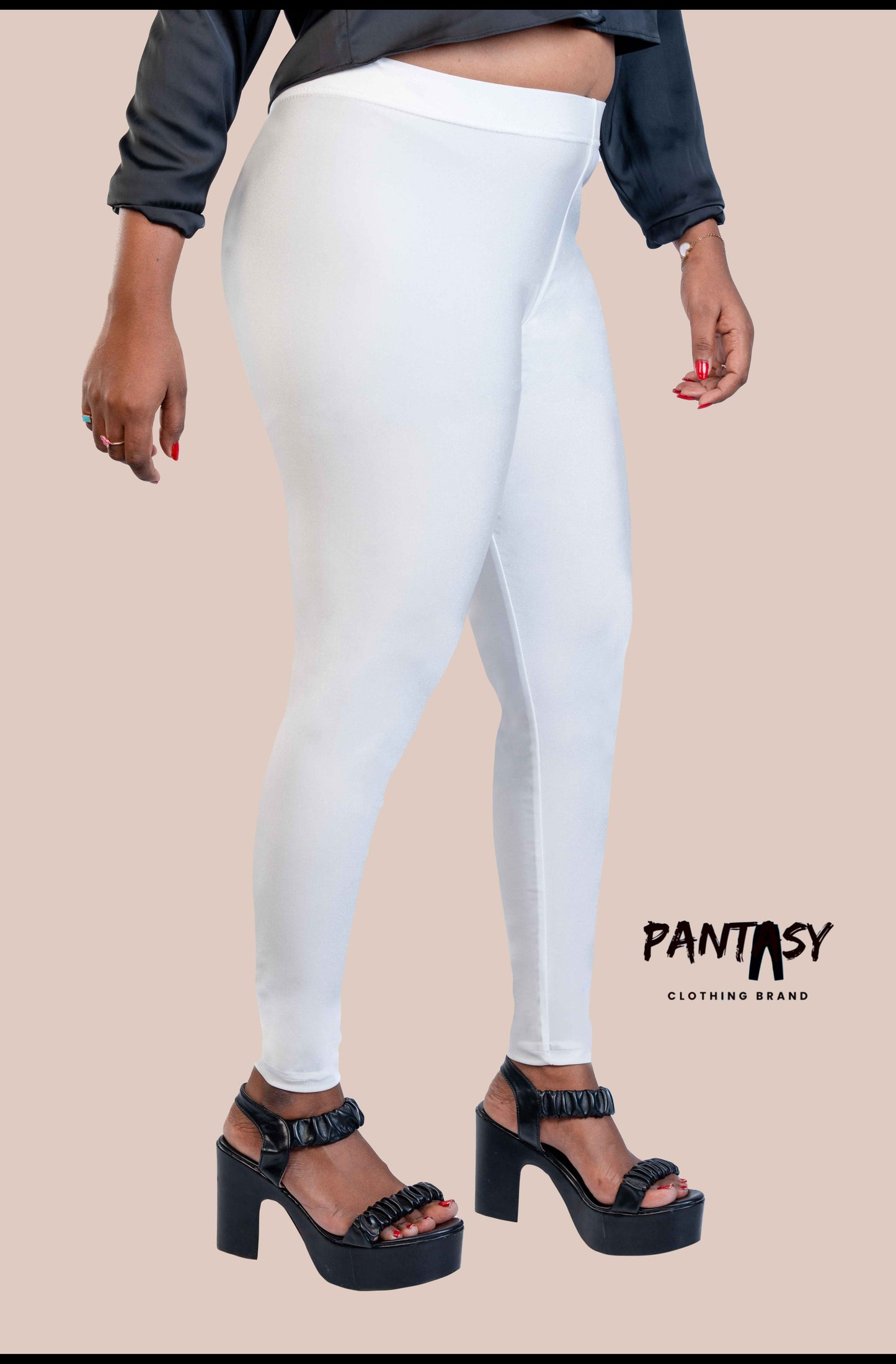 White Shimmer Ankle Leggings