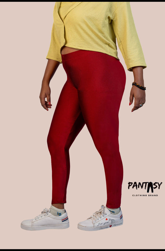 Women's Shimmer Ankle Leggings Maroon
