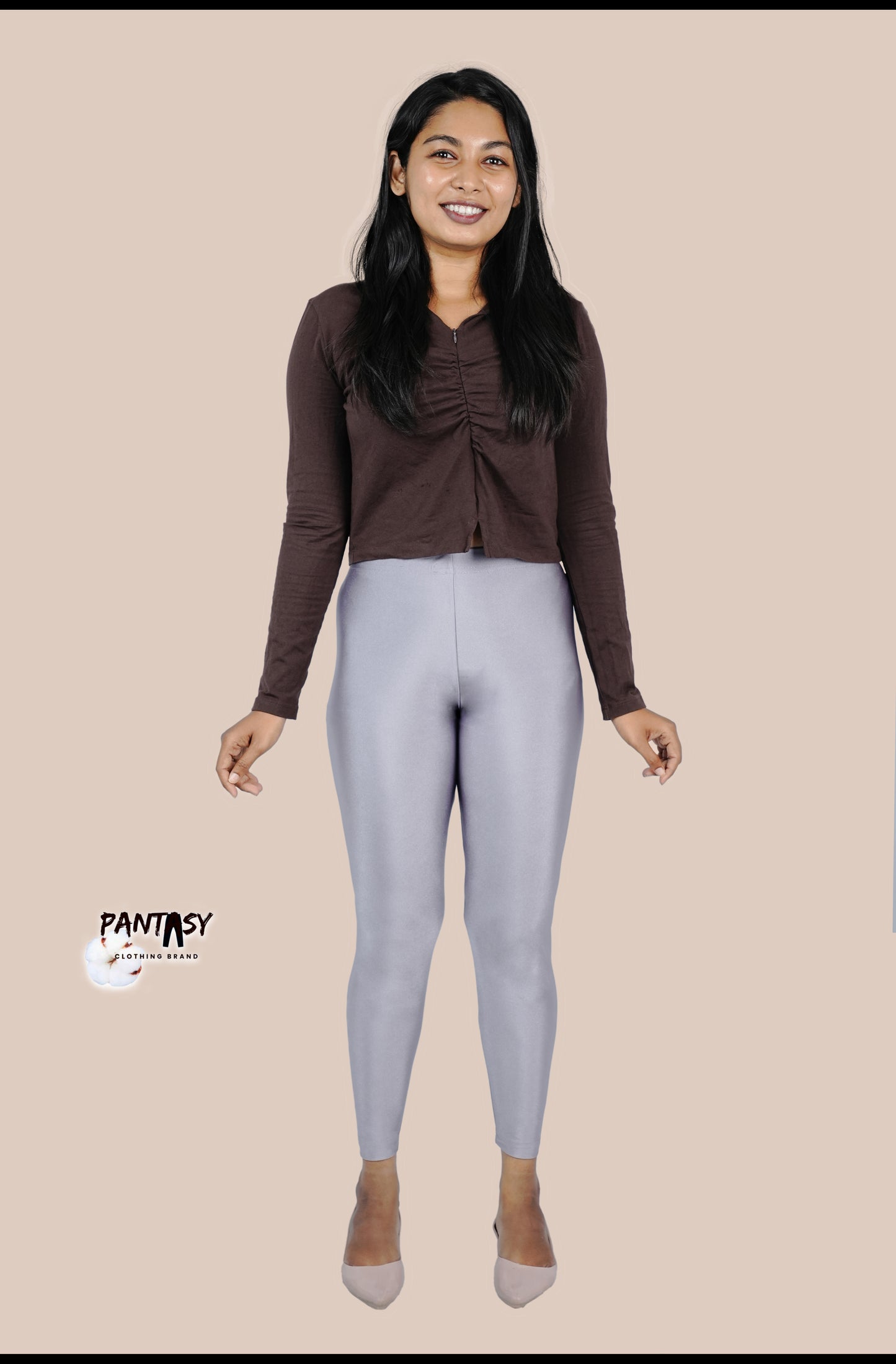 Purple Gray Shimmer Ankle Leggings