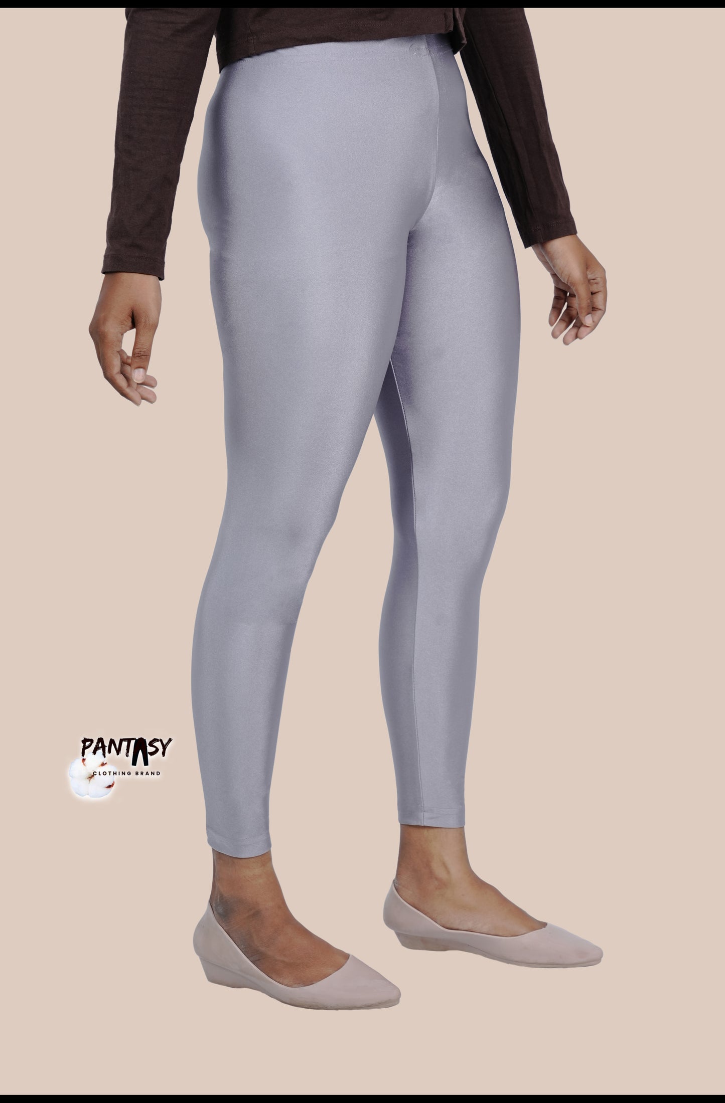 Purple Gray Shimmer Ankle Leggings