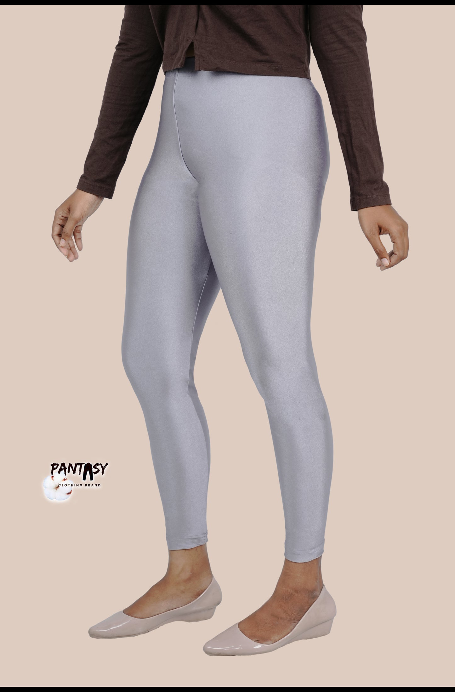 Purple Gray Shimmer Ankle Leggings