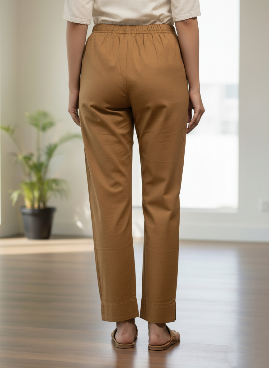 Womens's Cotton Straight pant Rust