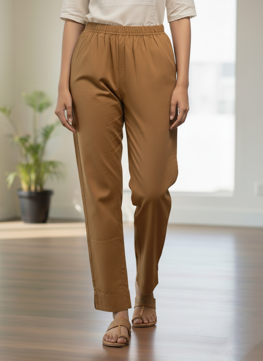 Womens's Cotton Straight pant Rust