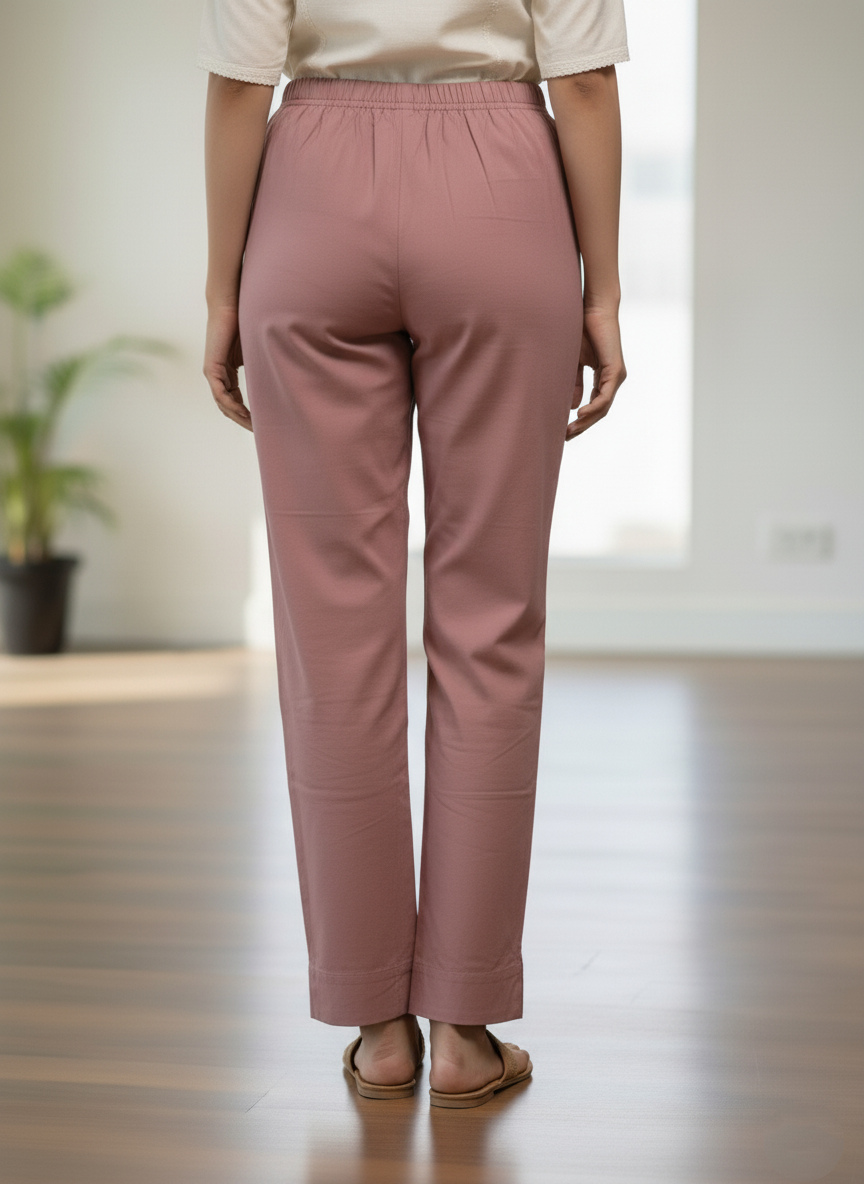Womens's Cotton Straight pant Onion Pink