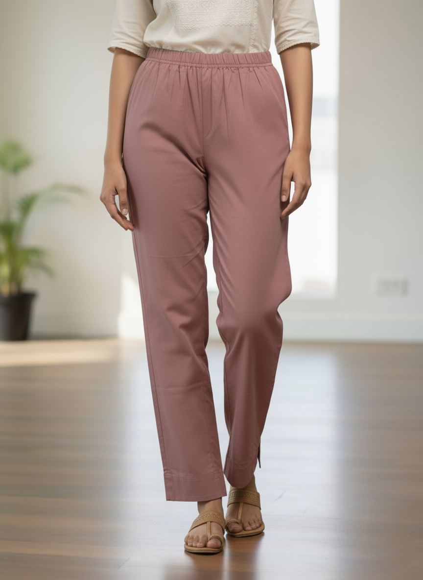Womens's Cotton Straight pant Onion Pink