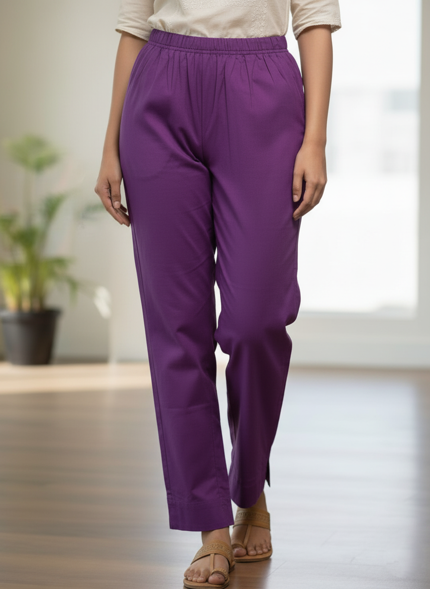 Womens's Cotton Straight pant Violet