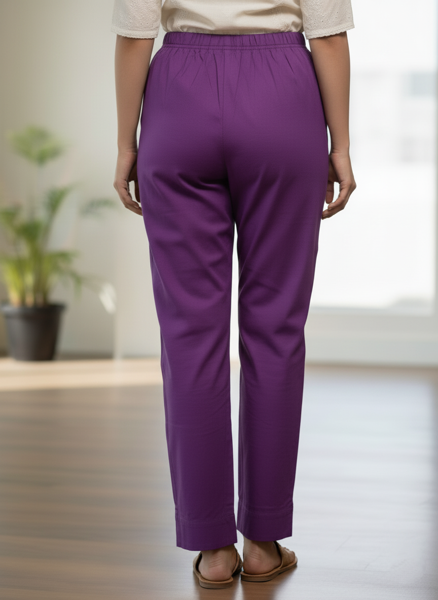 Womens's Cotton Straight pant Violet