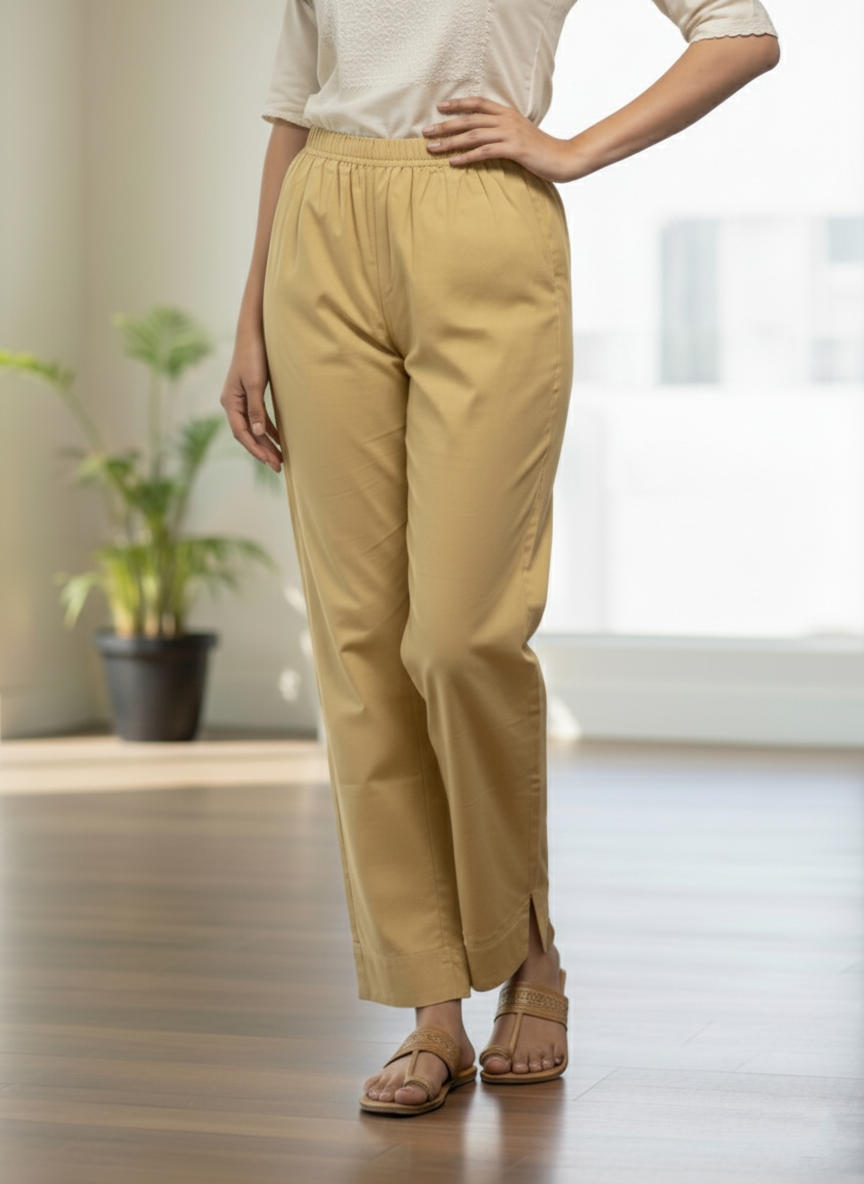 Womens's Cotton Straight pant Light Sandal