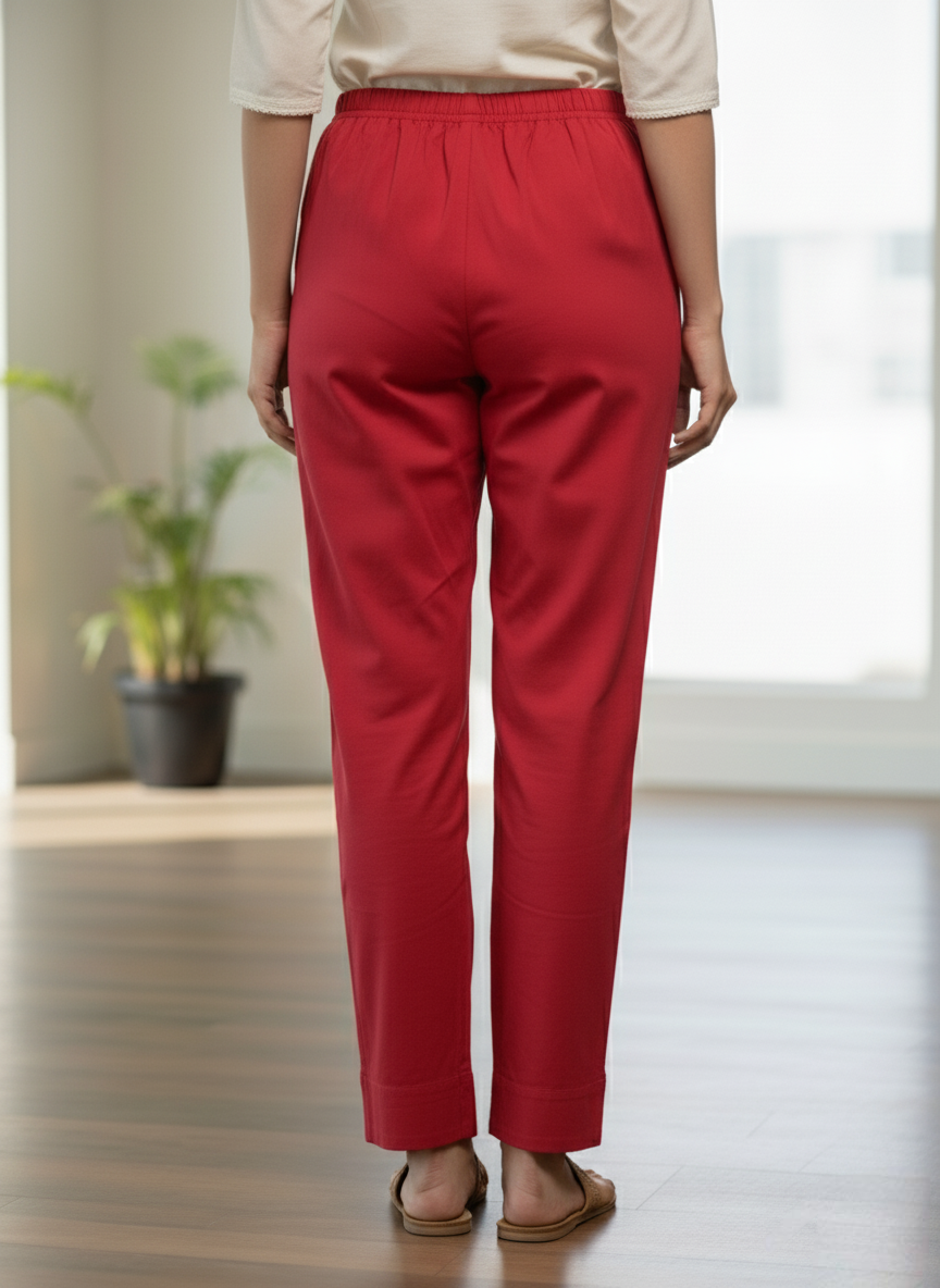 Womens's Cotton Straight pant Maroon
