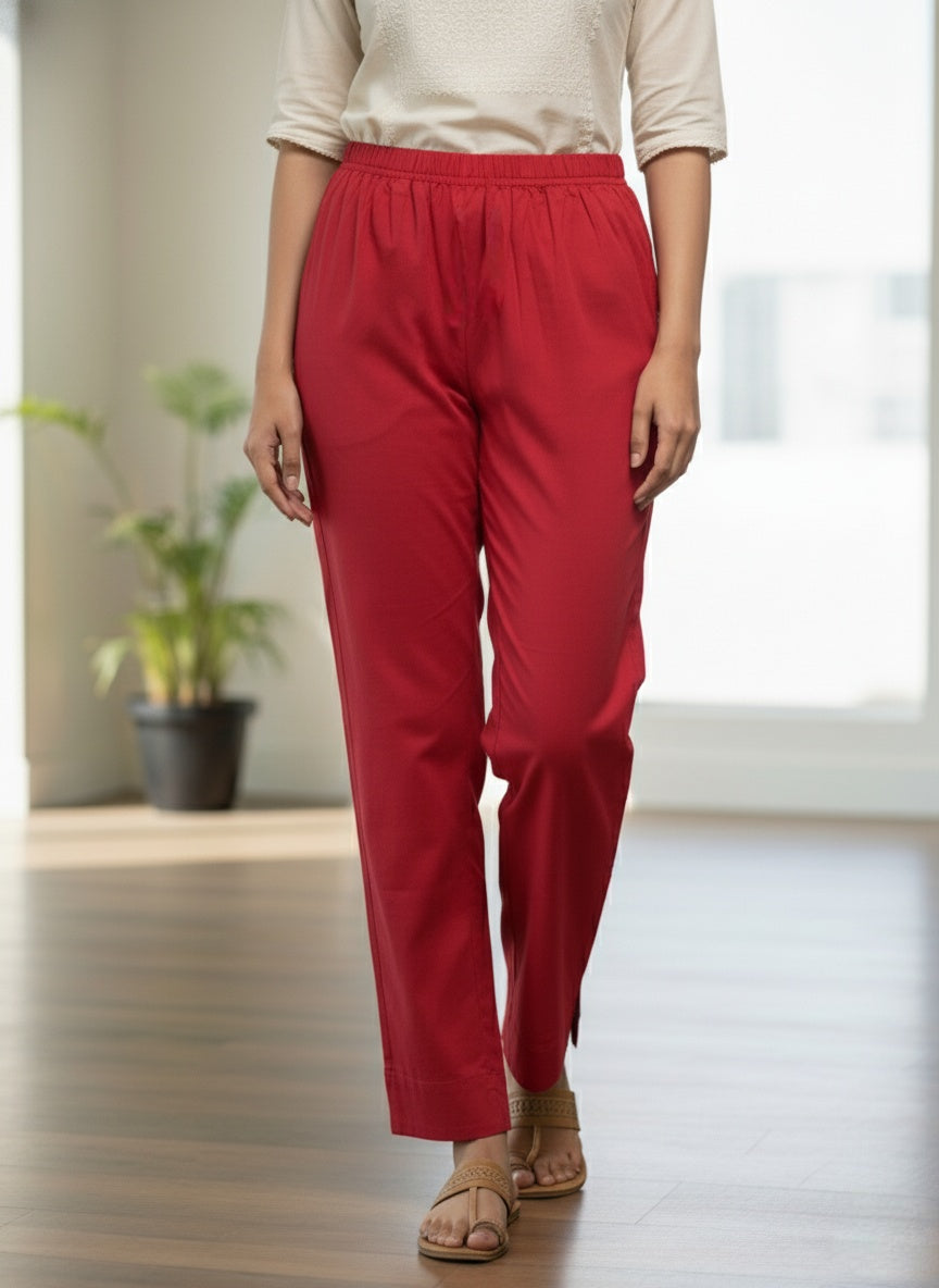 Womens's Cotton Straight pant Maroon