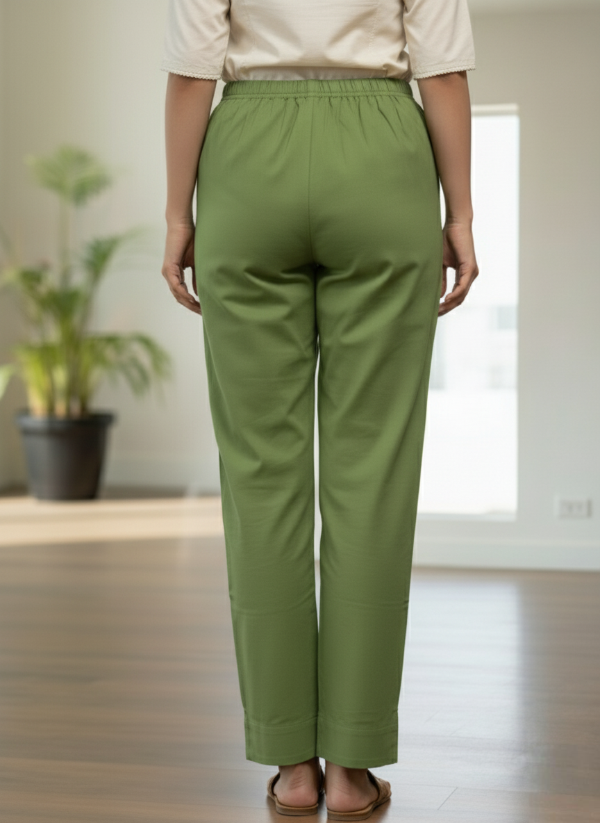 Womens's Cotton Straight pant Green