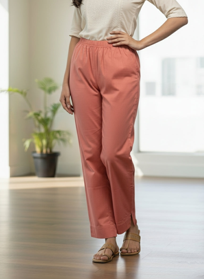 Womens's Cotton Straight pant Rose Taupe