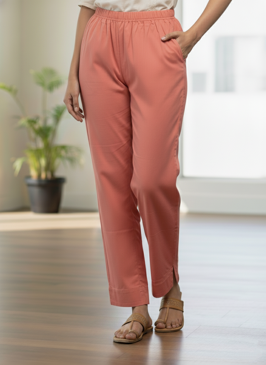 Womens's Cotton Straight pant Rose Taupe
