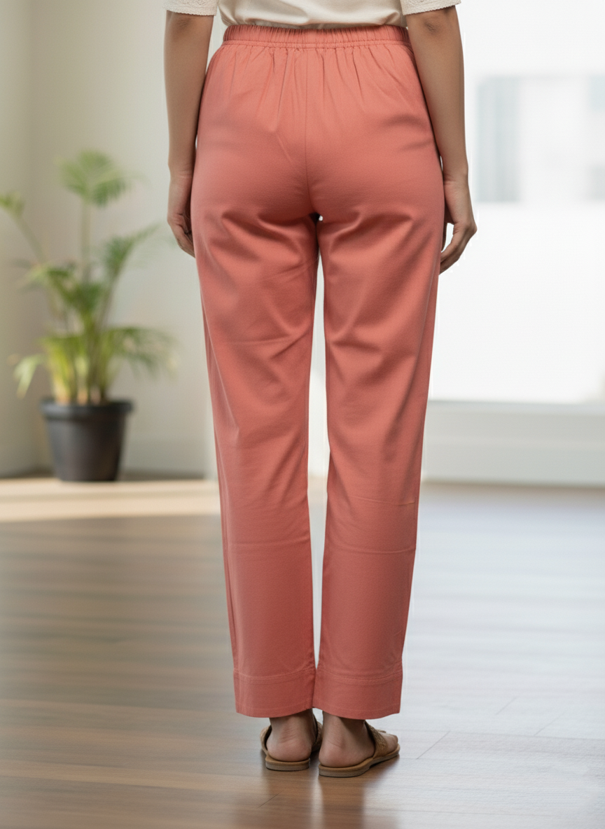 Womens's Cotton Straight pant Rose Taupe