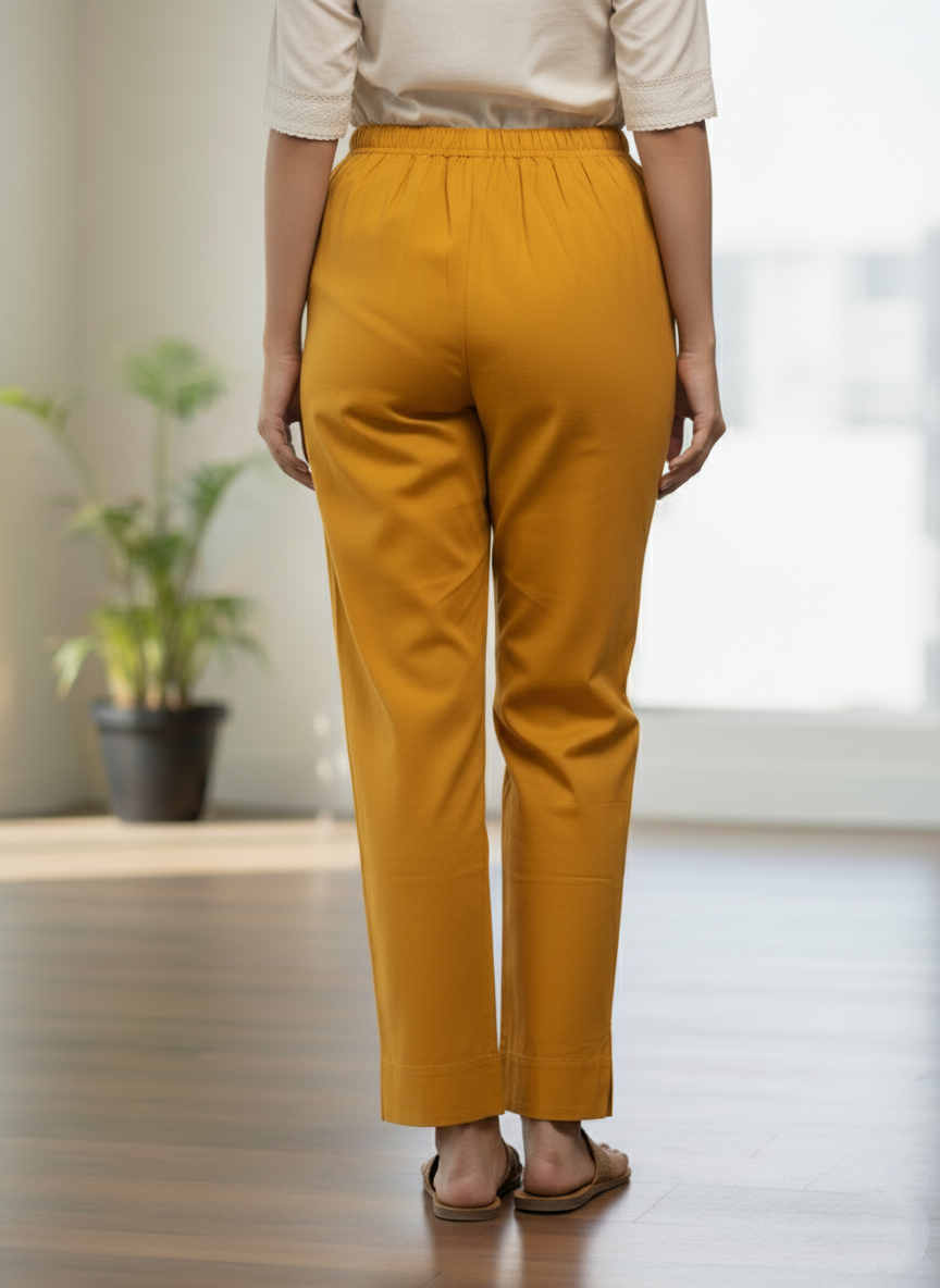 Womens's Cotton Straight pant Yellow