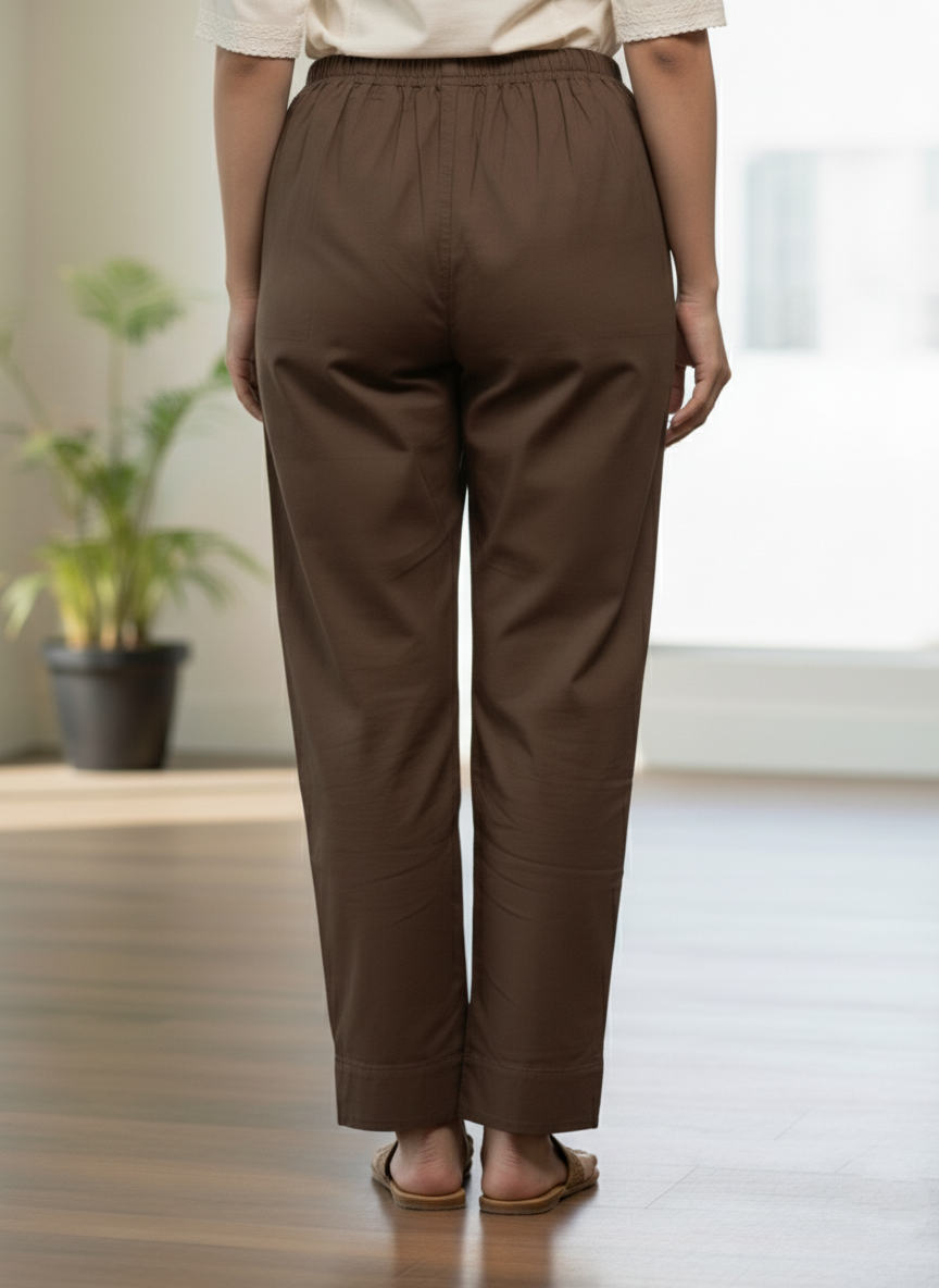 Womens's Cotton Straight pant Brown