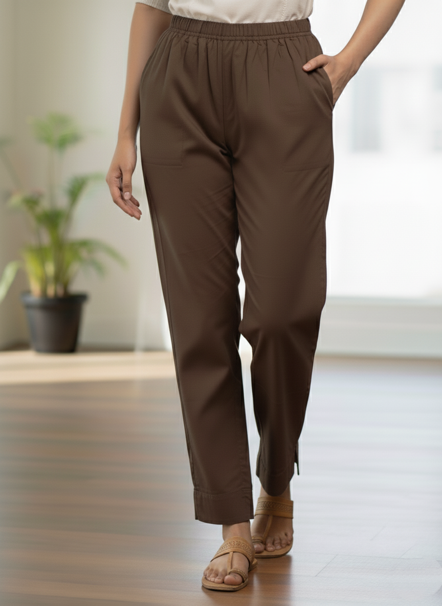 Womens's Cotton Straight pant Brown