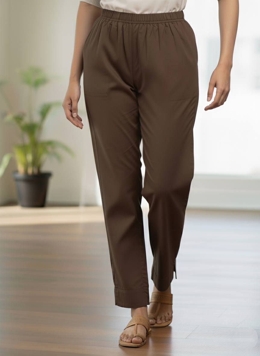 Womens's Cotton Straight pant Brown