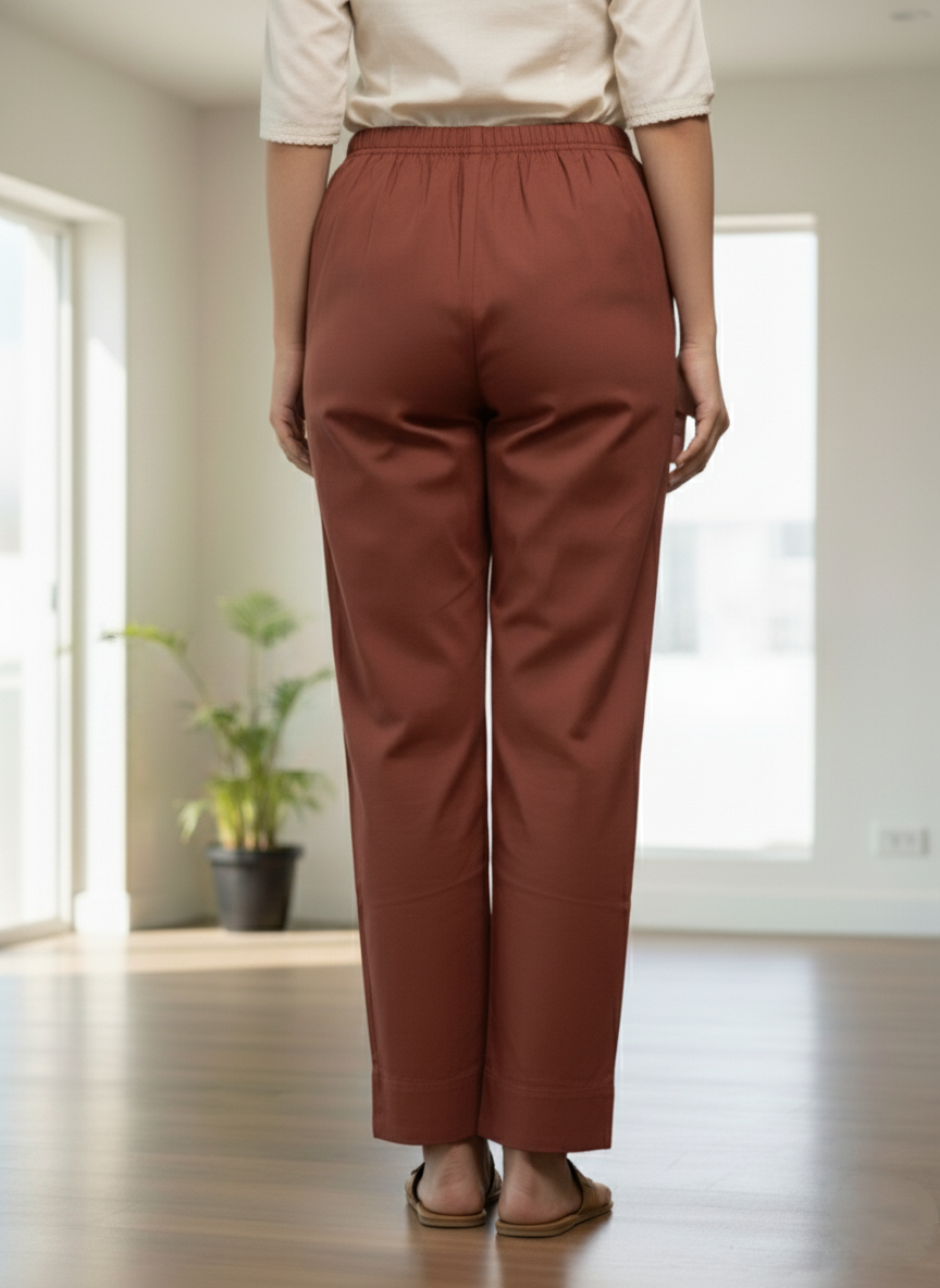 Womens's Cotton Straight pant Chocolate