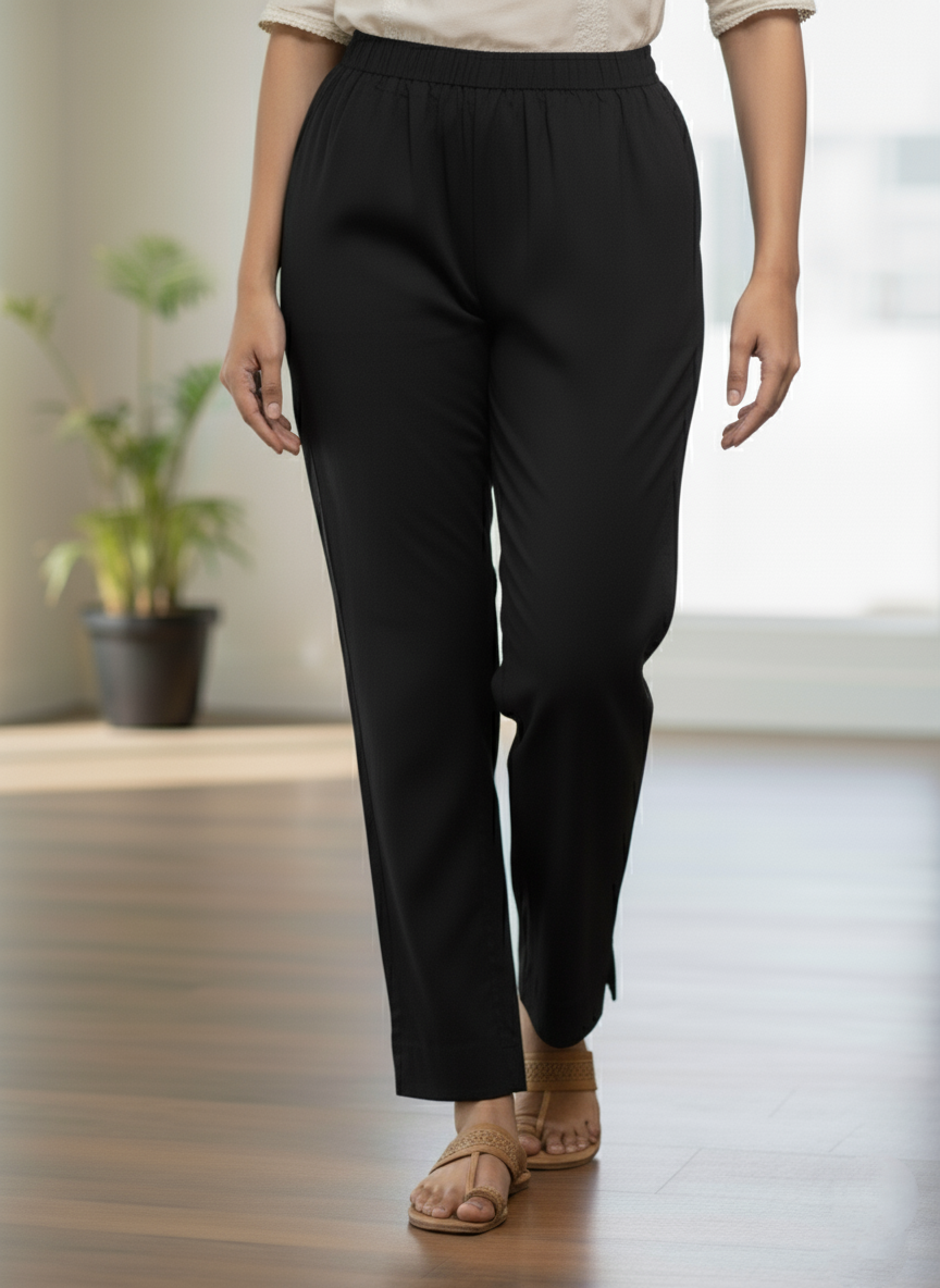 Womens's Cotton Straight pant Black
