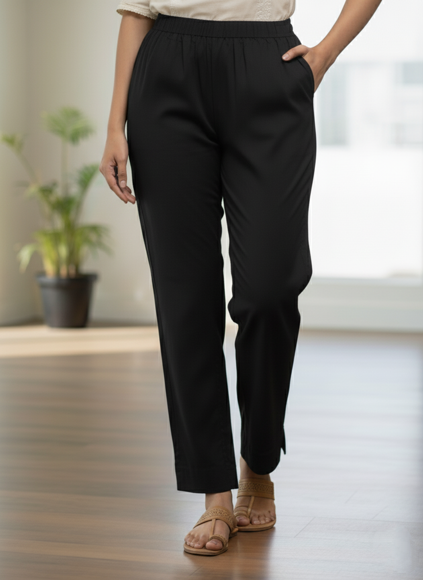 Womens's Cotton Straight pant Black