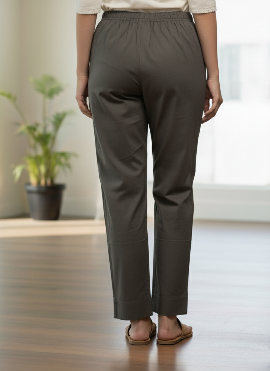 Womens's Cotton Straight pant Grey
