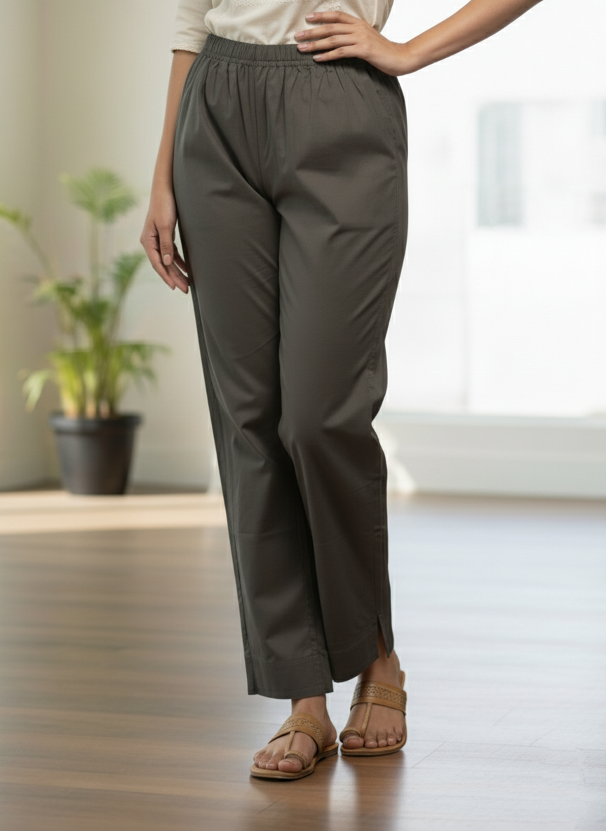 Womens's Cotton Straight pant Grey