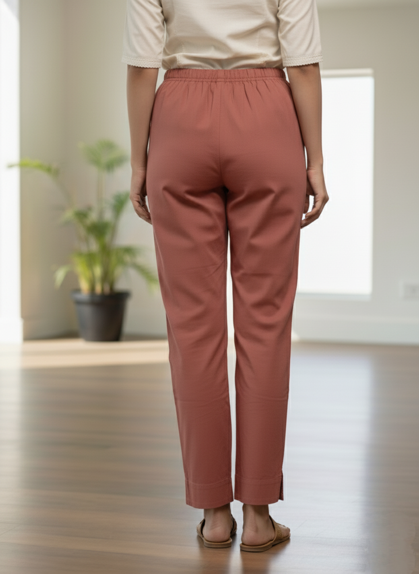 Womens's Cotton Straight pant Chest Nut
