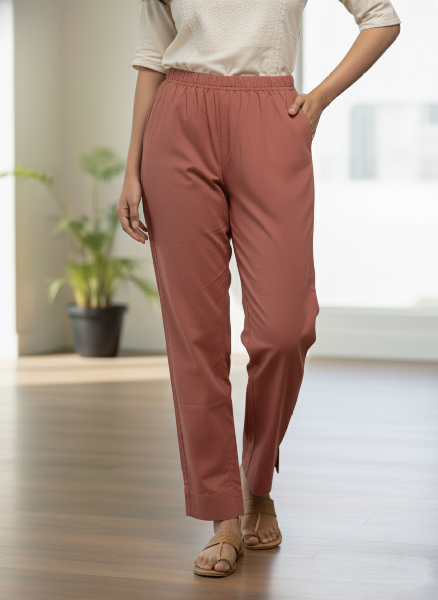Womens's Cotton Straight pant Chest Nut