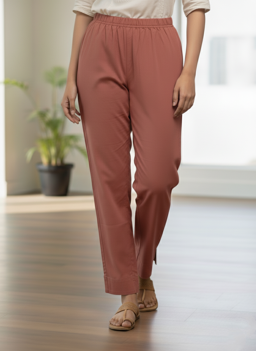 Womens's Cotton Straight pant Chest Nut