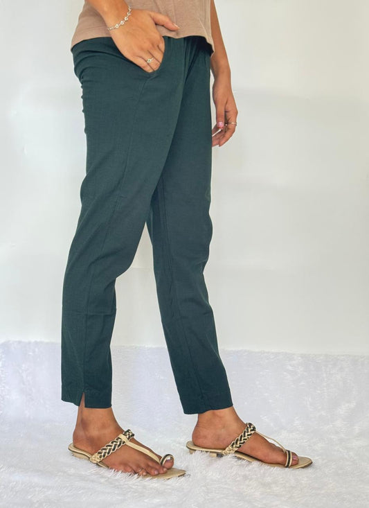 Liva certified Women’s Lycra stretch pants Bottle Green