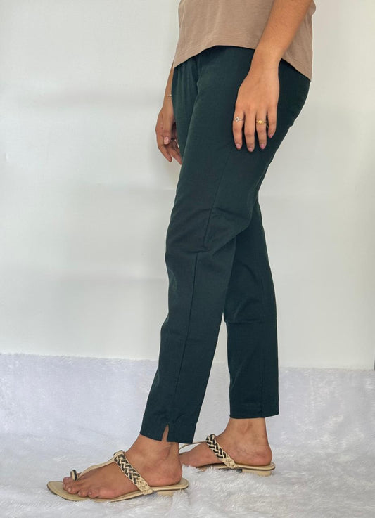 Liva certified Women’s Lycra stretch pants Bottle Green