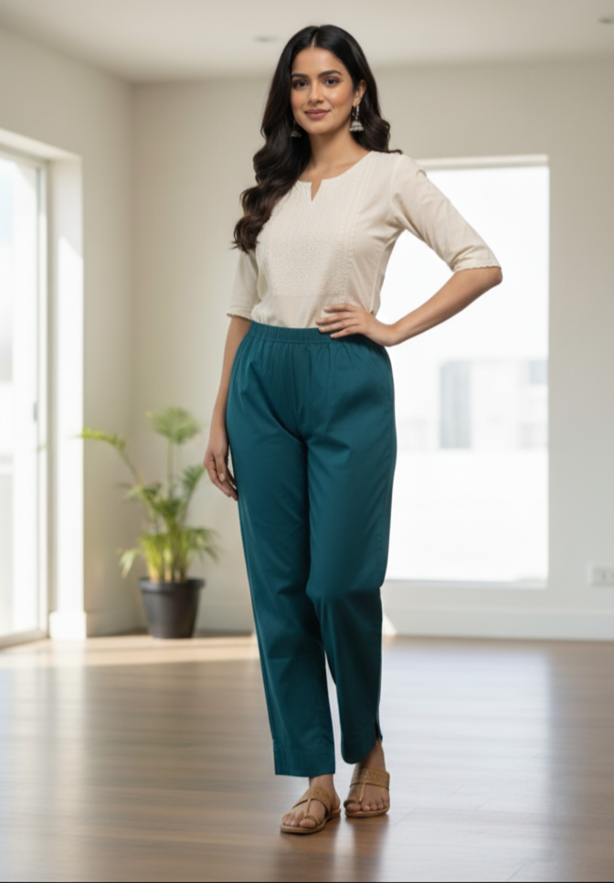 Womens's Cotton Straight pant Teal