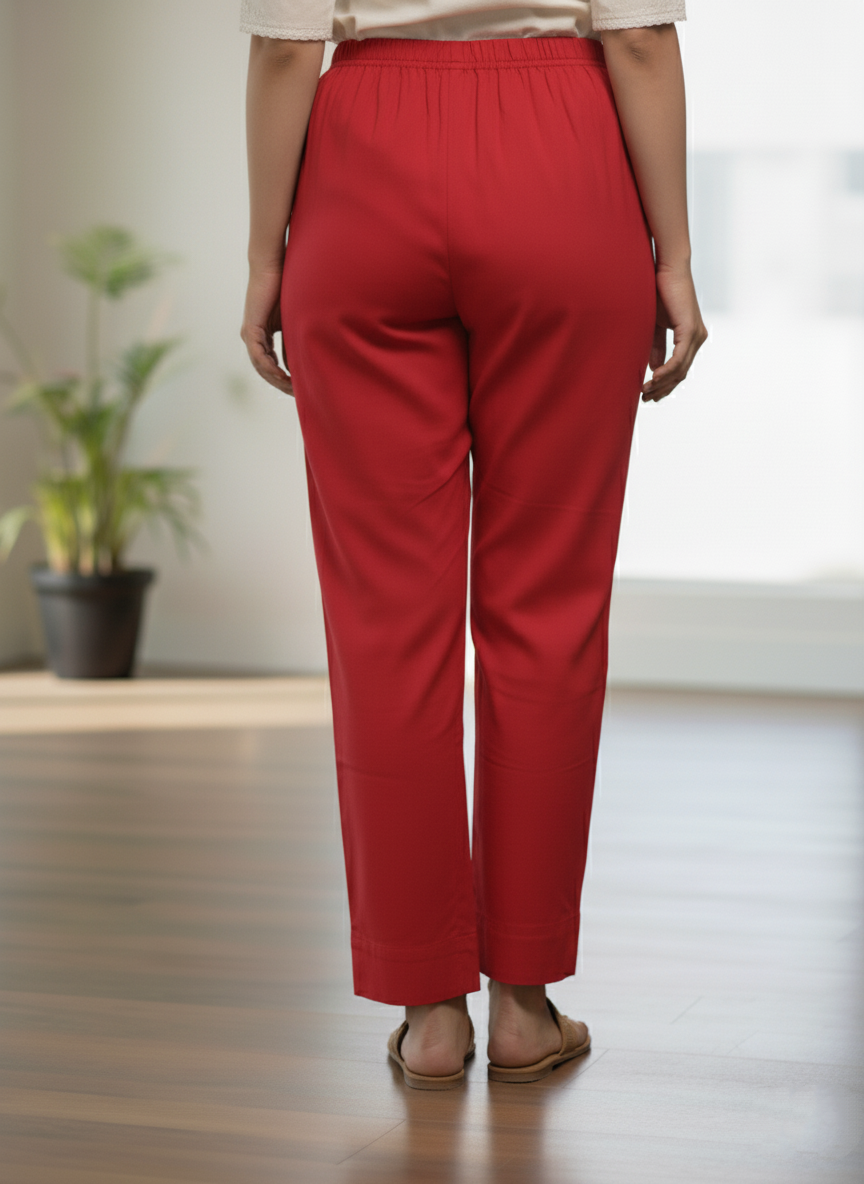 Womens's Cotton Straight pant Red