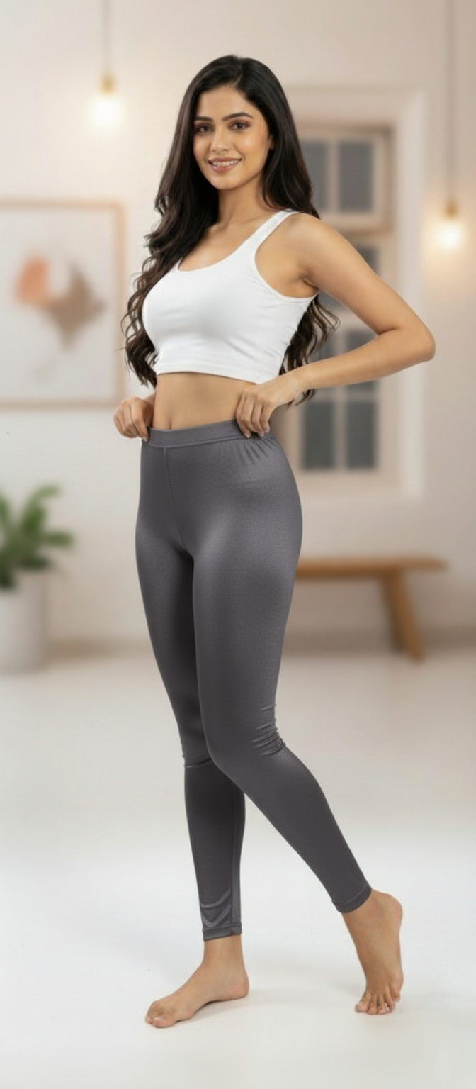Women's Shimmer Ankle Leggings Steel Grey