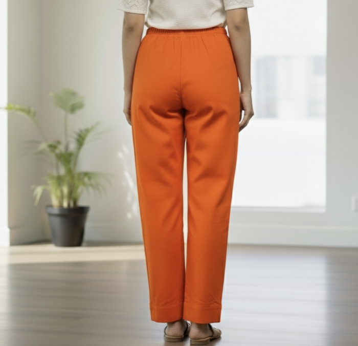 Womens's Cotton Straight pant Orange
