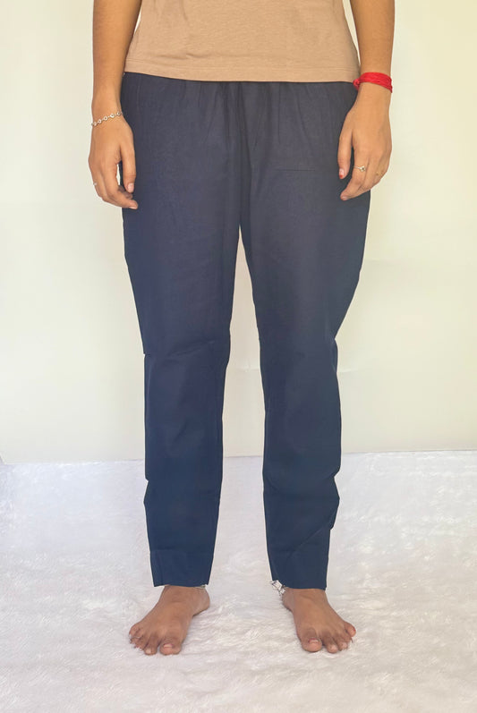 Navy Cotton Straight pant