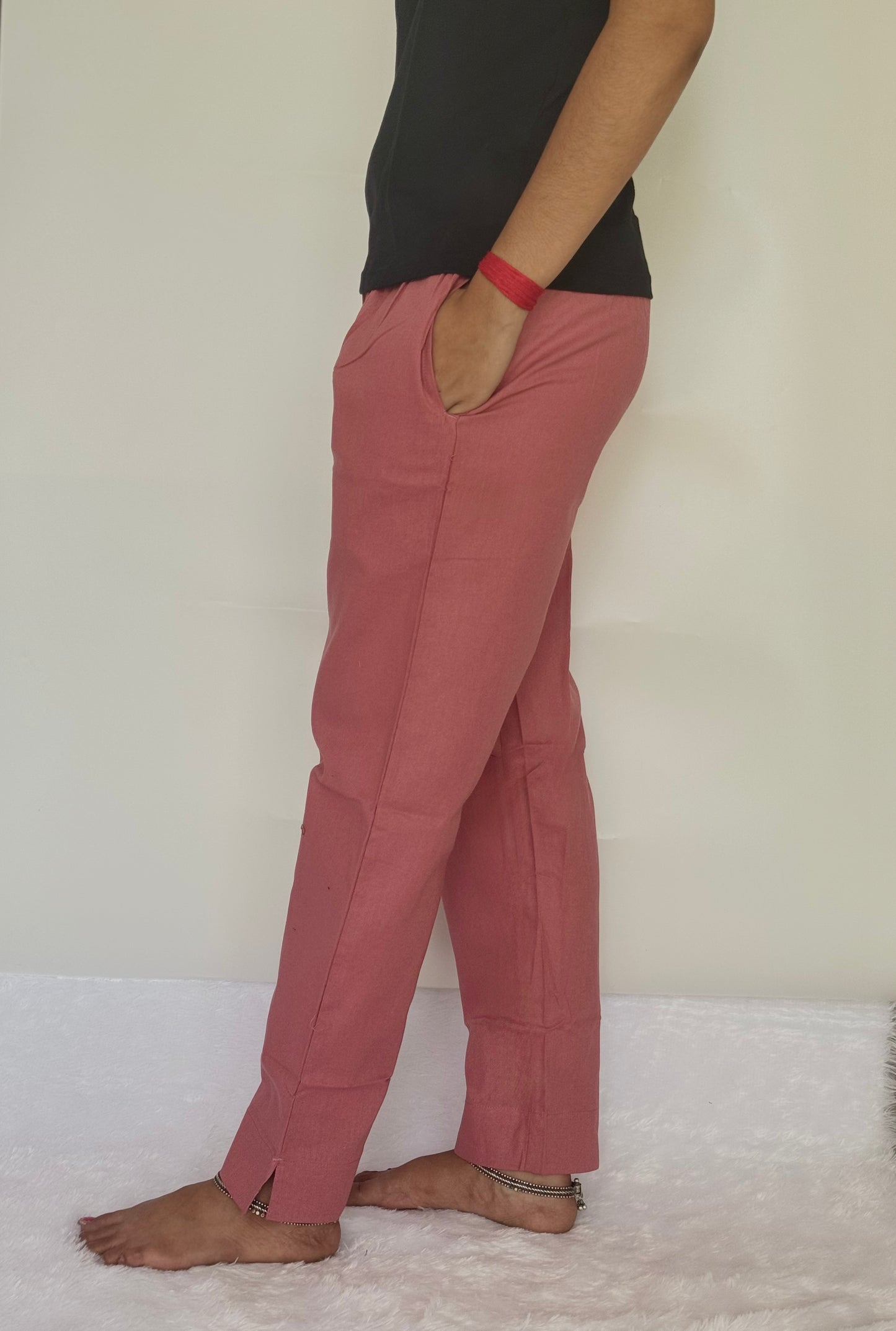 Rose taupe Cotton Straight pant
