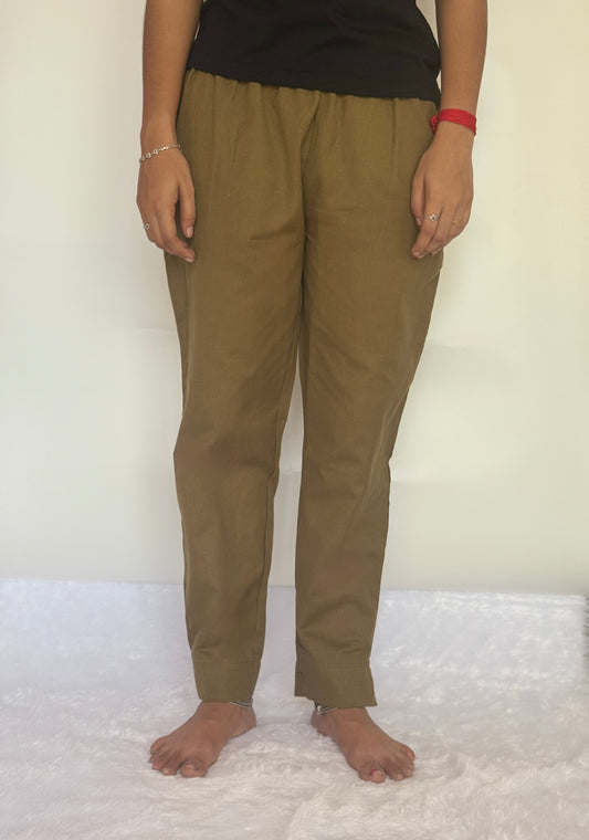 Dark Olive Cotton Straight pant