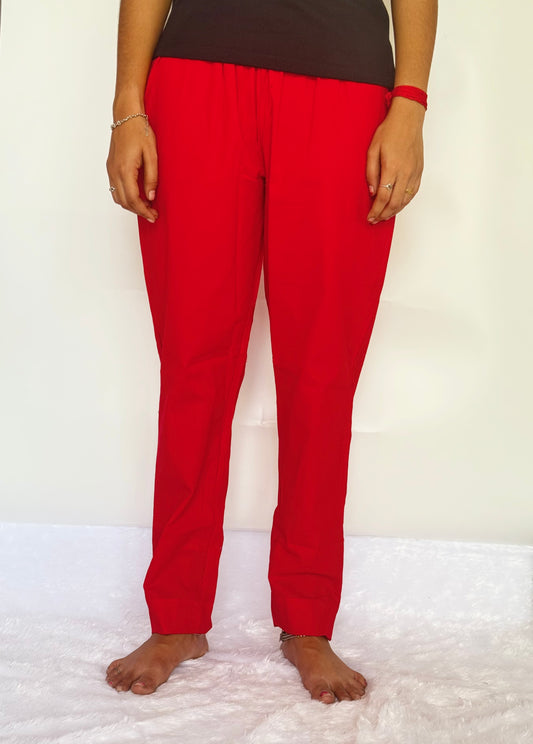 Red Cotton Straight pant