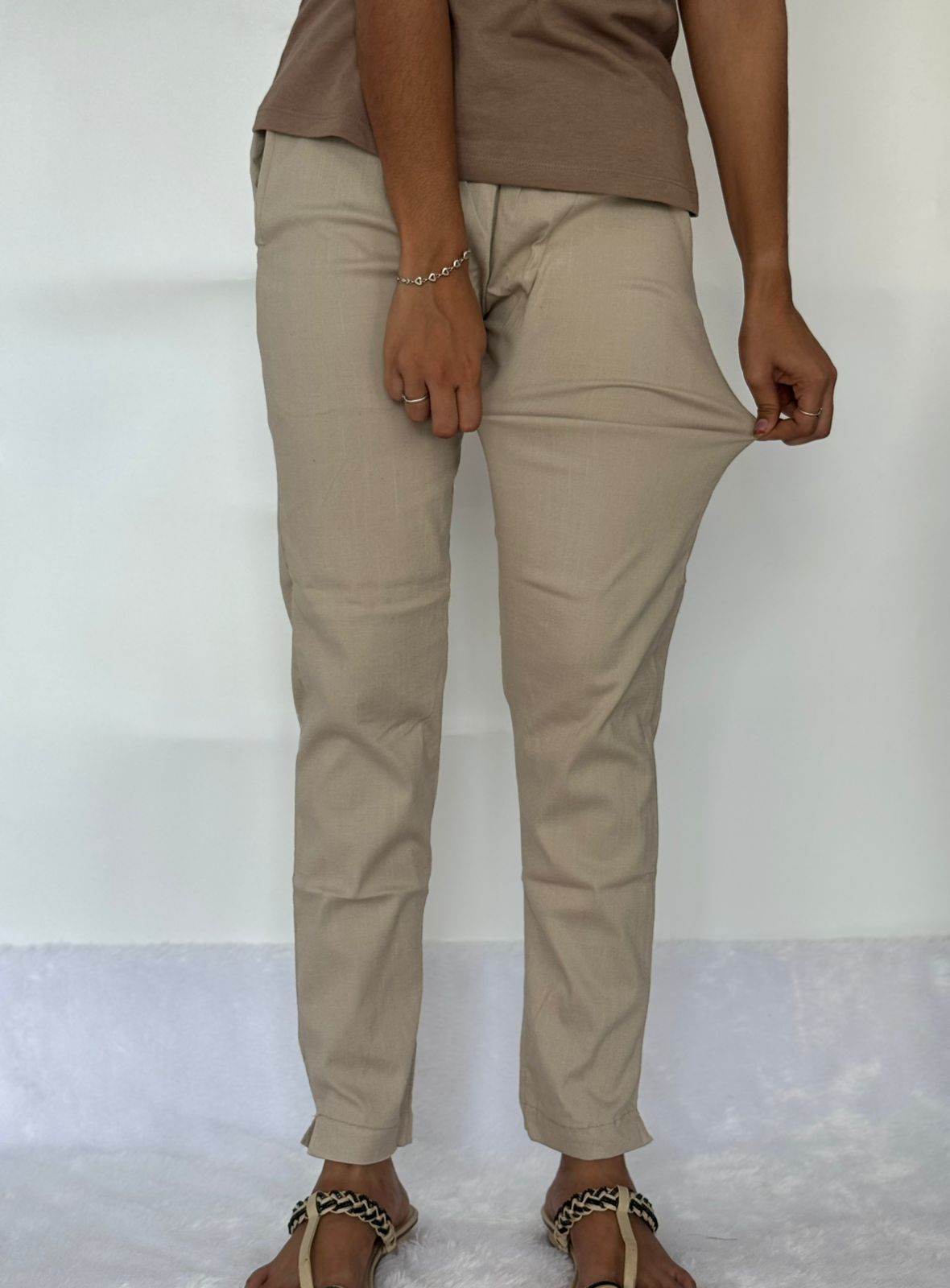 Liva certified Women’s Lycra stretch pants Sand Beige